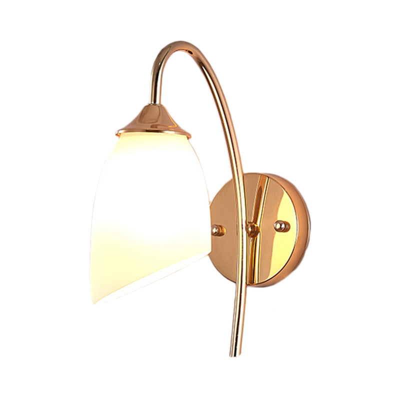 BowLift | 1 Bulb Angle Shade Wall Mounted Light Fixture Modern Black/Gold Milk Glass Lighting for Bedroom