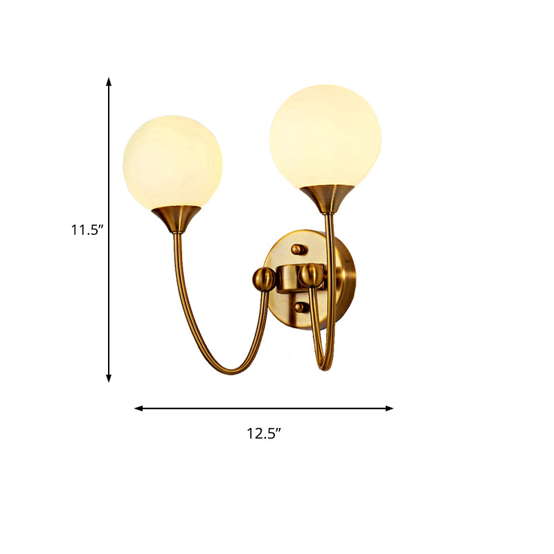 BowLift | Elegant Stylish Ball Shade Wall Lamp 1/2 Lights Milk Glass Wall Lamp in Gold for Mirror Living Room