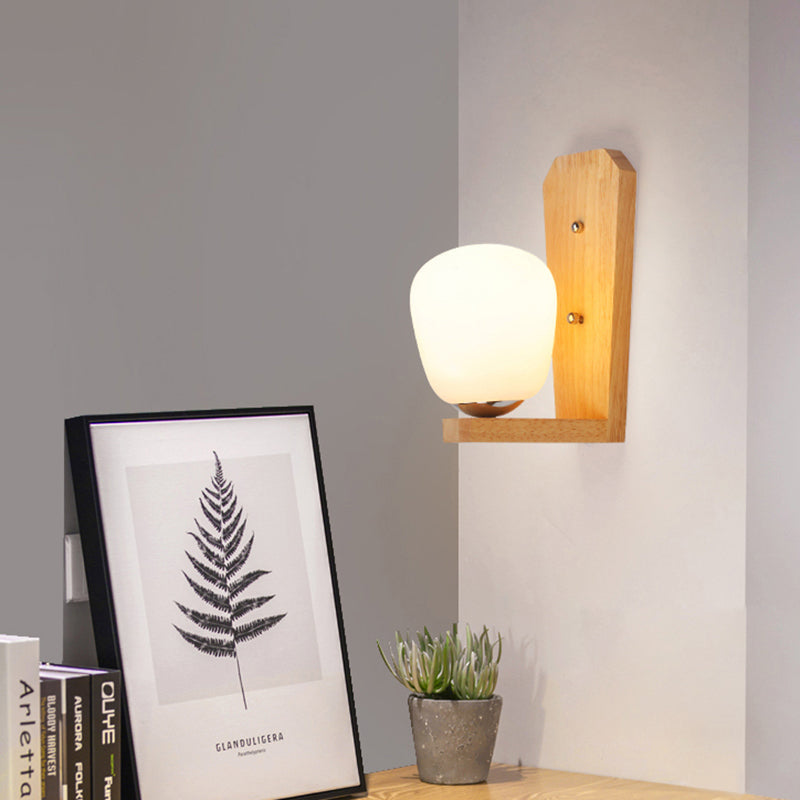 BowLift | 1 Light Balloon-Shaped Wall Lamp Japanese Milk Glass Wall Lamp in White for Hotel Dining Room