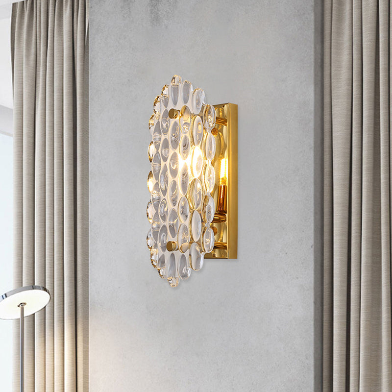 BowLift | 1 Light Hall Wall Lamp Postmodern Gold Wall Lamp Wall Light with Corn-Shaped Crystal Panel Shade