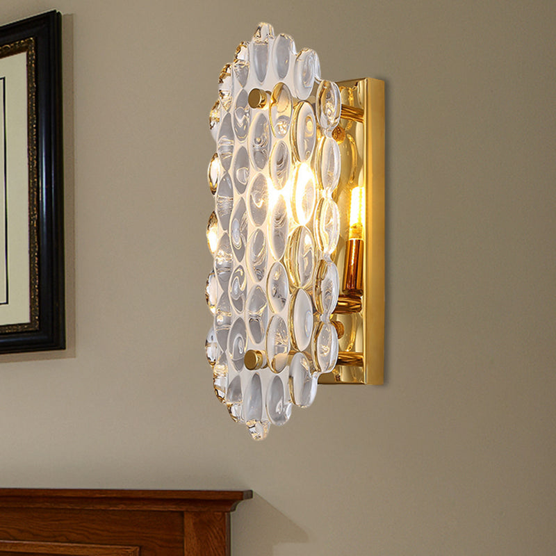 BowLift | 1 Light Hall Wall Lamp Postmodern Gold Wall Lamp Wall Light with Corn-Shaped Crystal Panel Shade