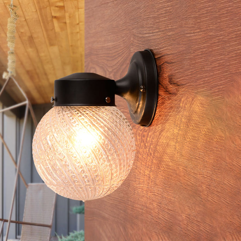 BowLift | 1 Light Passage Wall Lighting with Globe Checkered Glass Shade Modern Black/White Wall Lamp Fixture