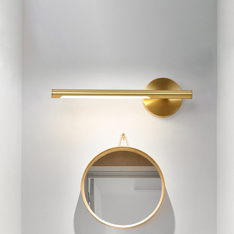 BowLift | Gold Rod Wall Lamp Minimalist Metal 16"/25" Long LED Vanity Sconces Light with Acrylic Diffuser