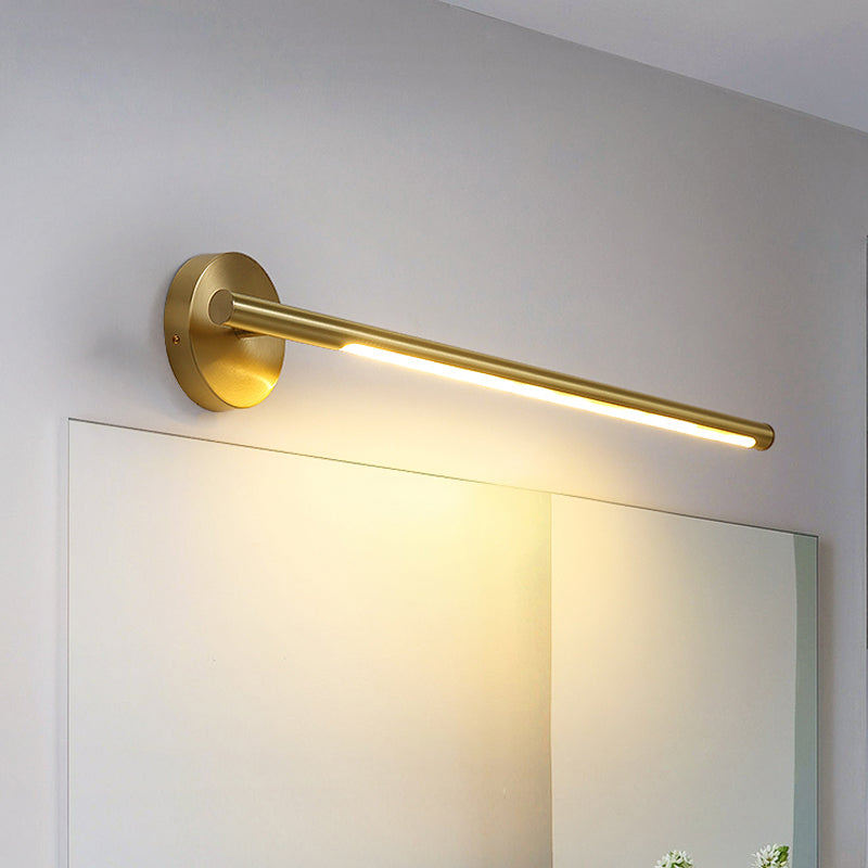 BowLift | Gold Rod Wall Lamp Minimalist Metal 16"/25" Long LED Vanity Sconces Light with Acrylic Diffuser