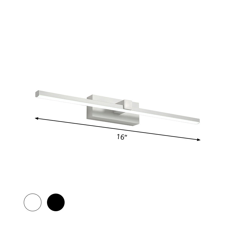 BowLift | Iron rod makeup mirror light simplicity black/white LED wall lamp for bathroom, 16/19.5/23.5 inches long