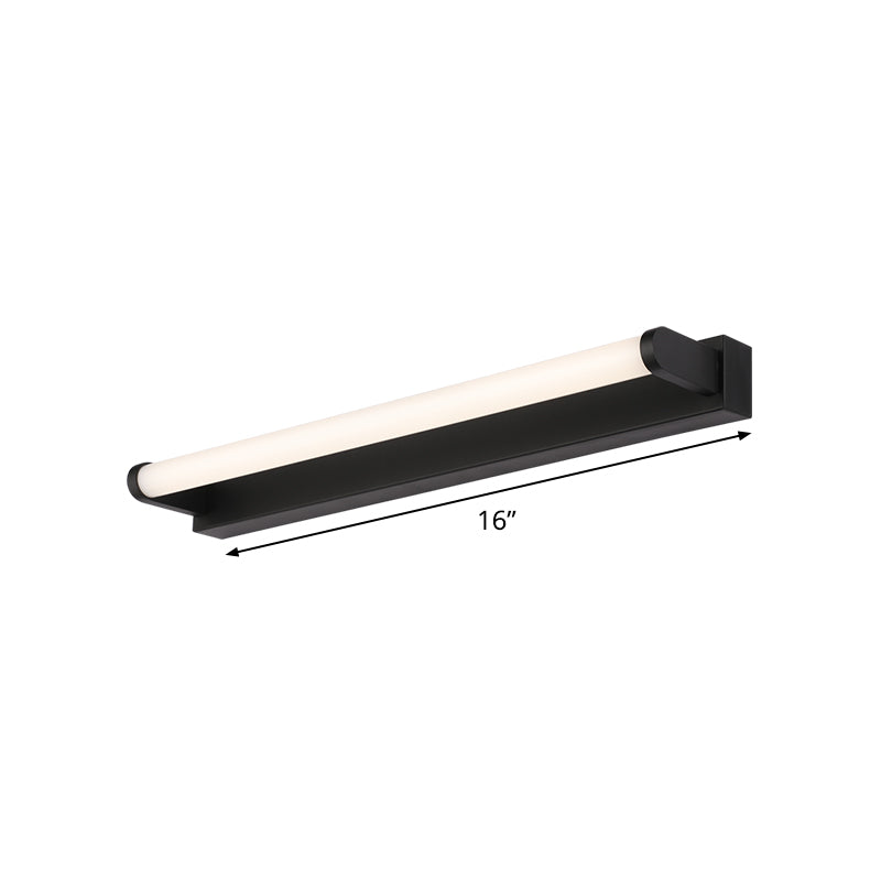 BowLift | 16"/20"/24" L Bathroom LED Wall Lamp Minimalism Black Wall Light with Tubular Acrylic Shade