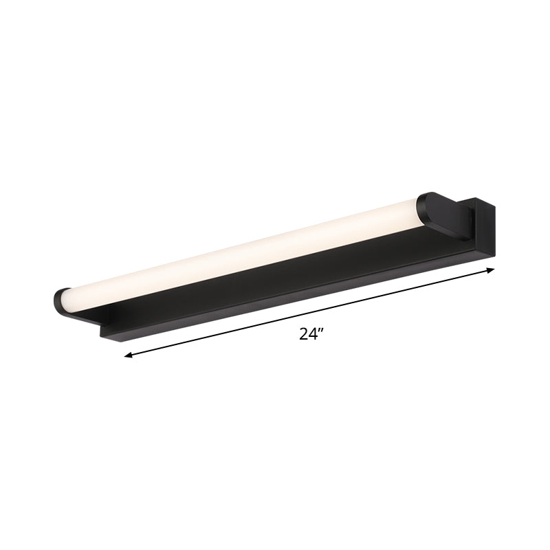 BowLift | 16"/20"/24" L Bathroom LED Wall Lamp Minimalism Black Wall Light with Tubular Acrylic Shade