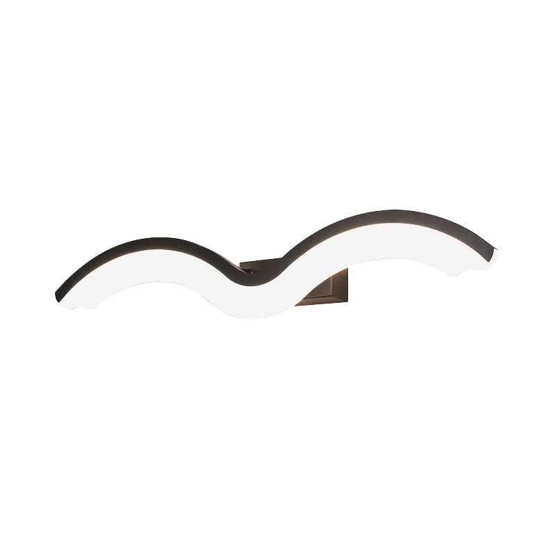 BowLift | Black/White Wavelet LED Wall Lamp Minimalism Metal Mirror Light with Frosted Diffuser, 16"/23.5"/31.5" long