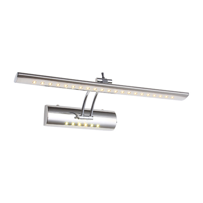 BowLift | Nickel Finish Linear Wall Lamp Contemporary 16"/21.5" Width LED Metallic Makeup Lighting in White/Warm Light