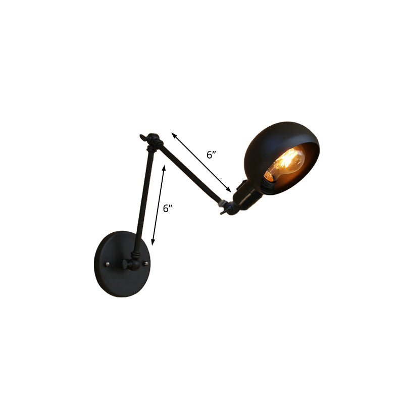 BowLift | 1 Bulb Metal Wall Light Industrial Black Swivel Arm Study Wall Lamp Light with Bowl Shade
