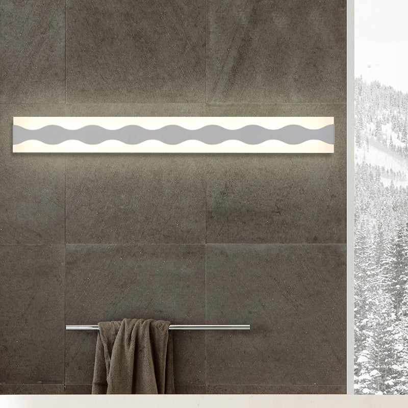 BowLift | 16"/19.5" Width LED Bathroom Mirror Lighting with Wave Acrylic Shade White Wall Sconce in Warm/White Light