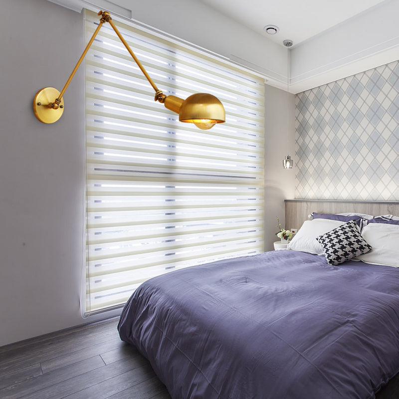 BowLift | 1 Bulb Reading Lamp Wall Retro Style Bowl Lamp Iron Adjustable Wall Lighting in Brass for the Study