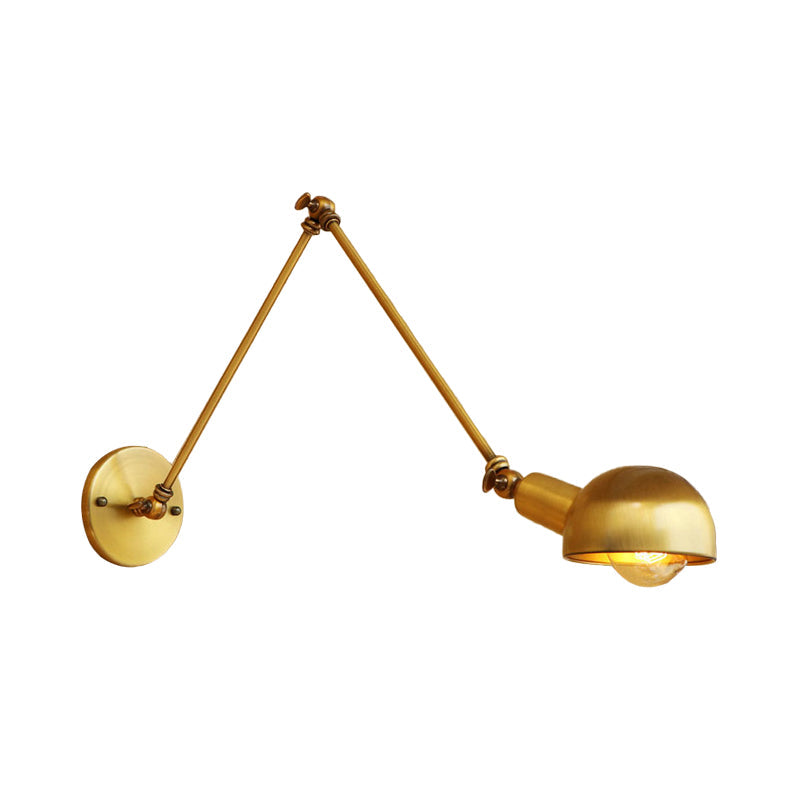 BowLift | 1 Bulb Reading Lamp Wall Retro Style Bowl Lamp Iron Adjustable Wall Lighting in Brass for the Study