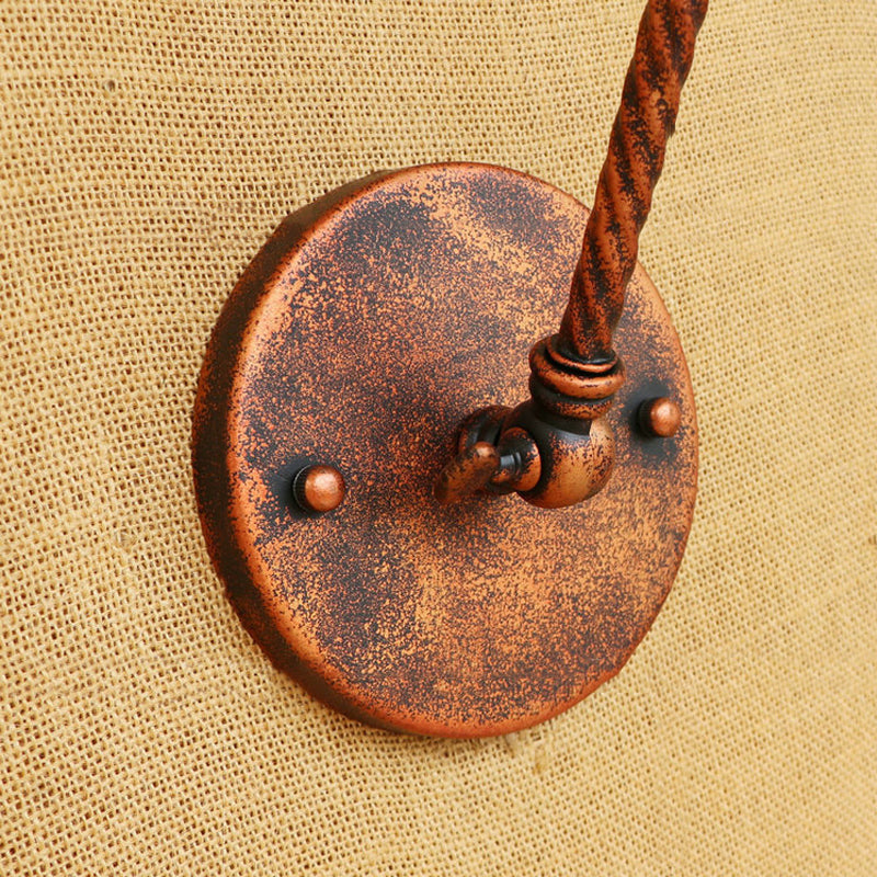 BowLift | 1 Bulb Pendant Light with Cage Shade Metal Antique Stylish Farmhouse Adjustable Wall Lamp in Rust