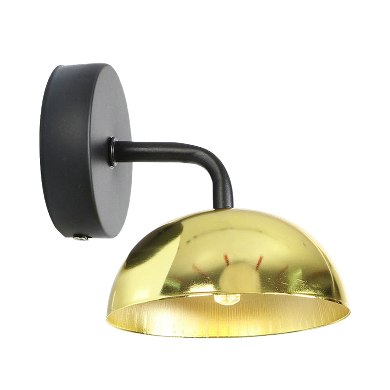 BowLift | 1 Light Wall Lamp Industrial Dome Shade Metal Down Wall Light with Curved Arm in Black/Bronze for Bedroom