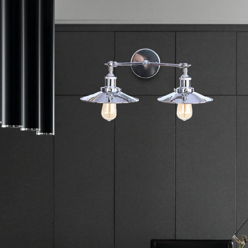 BowLift | 2 Lamps Flat Shade Wall Lighting Industrial Style Brass/Rust Metal Wall Mounted Light for Hallway