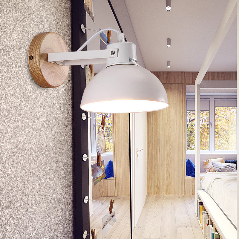 BowLift | 1 Head Wall Lamp with Dome Shade Metal Modernist Bedroom Wall Mount Light in White