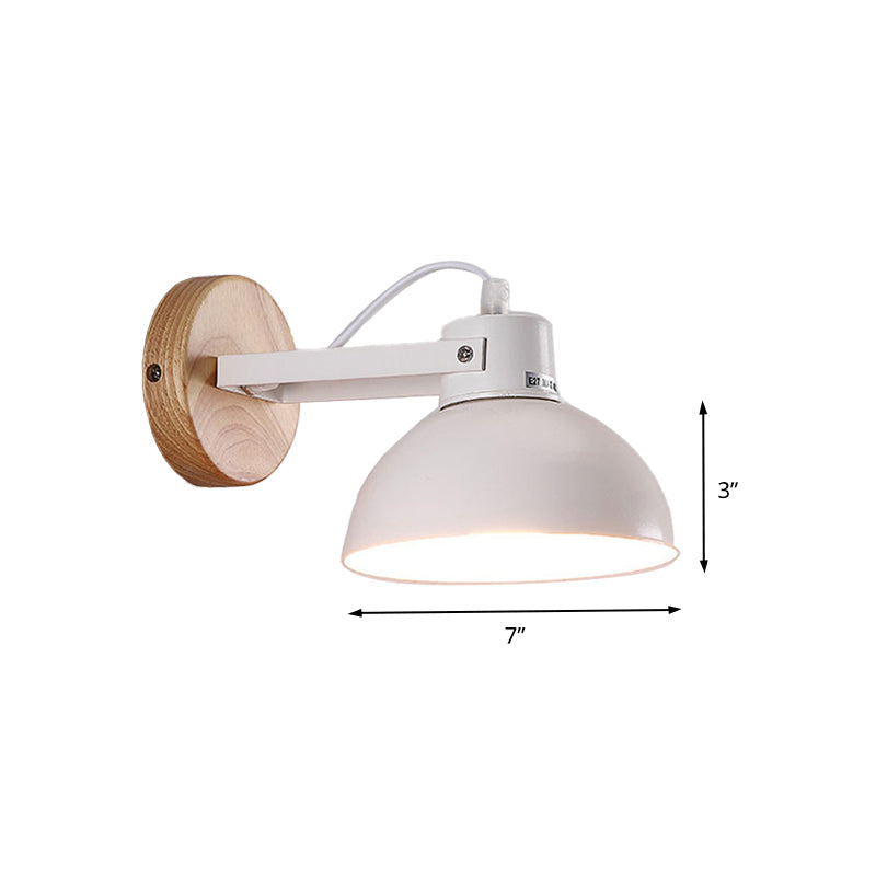 BowLift | 1 Head Wall Lamp with Dome Shade Metal Modernist Bedroom Wall Mount Light in White
