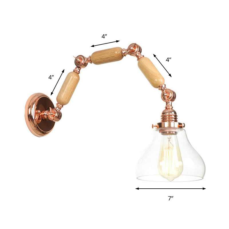 BowLift | 1 Bulb Wall Lamp with Cone Shade Clear Glass Industrial Living Room Wall Light Lighting