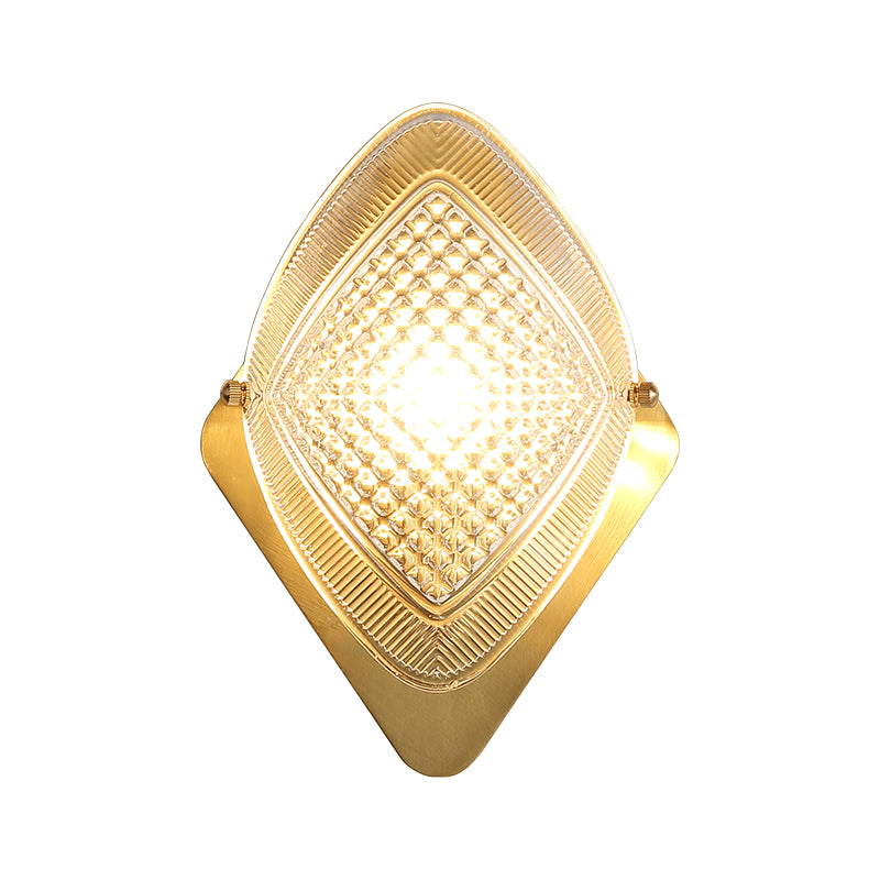 BowLift | 1 Bulb Rhombus Wall Light Fixture Modern Stylish Metal and Clear Crystal Wall Lamp in Brass Finish
