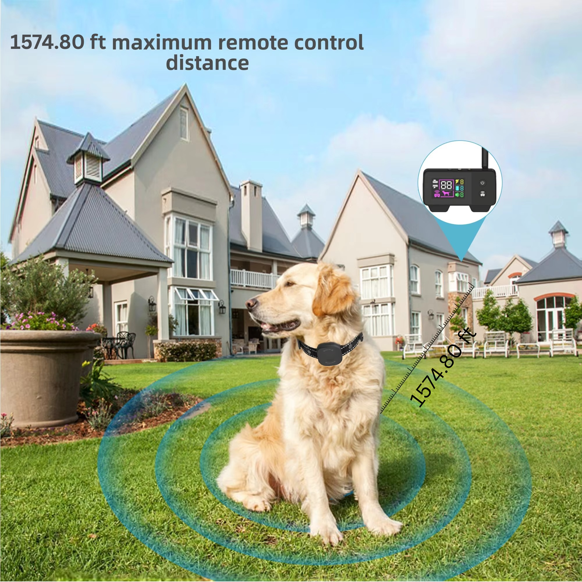 BowLift | Ultimate Safety 1,574.8 feet Wireless Dog Fence System with Rechargeable, Waterproof Collar