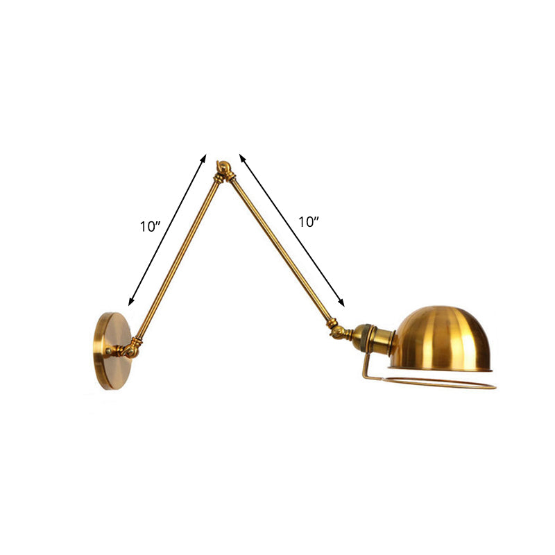 BowLift | 1 Light Swing Arm Wall Lighting Vintage Style Brass/Copper Metal Wall Mount Light with Bowl Shade
