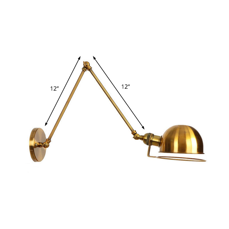 BowLift | 1 Light Swing Arm Wall Lighting Vintage Style Brass/Copper Metal Wall Mount Light with Bowl Shade