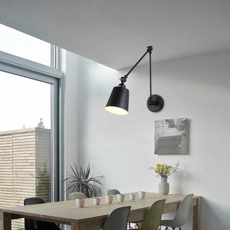 BowLift | 1 Light Metal Wall Lamp Contemporary Black/Rust Colored Tailored Bedroom Wall Lamp Sconces with Adjustable Arm