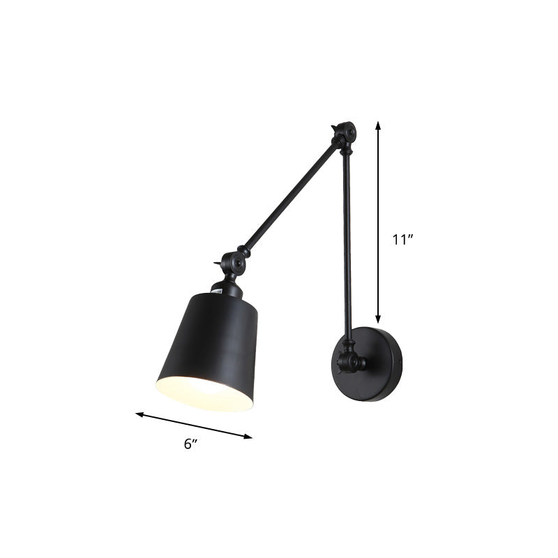 BowLift | 1 Light Metal Wall Lamp Contemporary Black/Rust Colored Tailored Bedroom Wall Lamp Sconces with Adjustable Arm