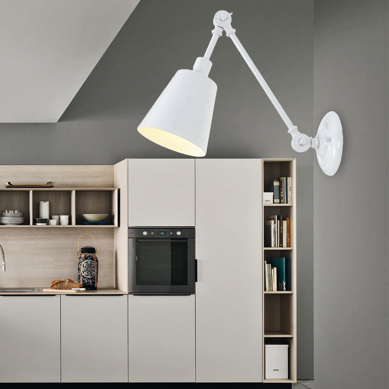 BowLift | 1 Light Metal Wall Lamp Contemporary Black/Rust Colored Tailored Bedroom Wall Lamp Sconces with Adjustable Arm