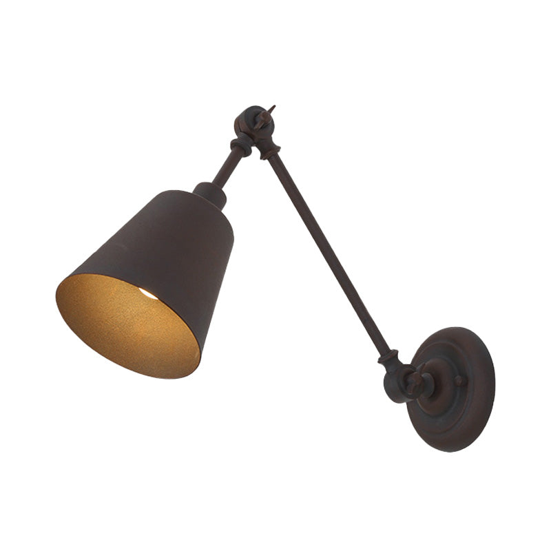 BowLift | 1 Light Metal Wall Lamp Contemporary Black/Rust Colored Tailored Bedroom Wall Lamp Sconces with Adjustable Arm