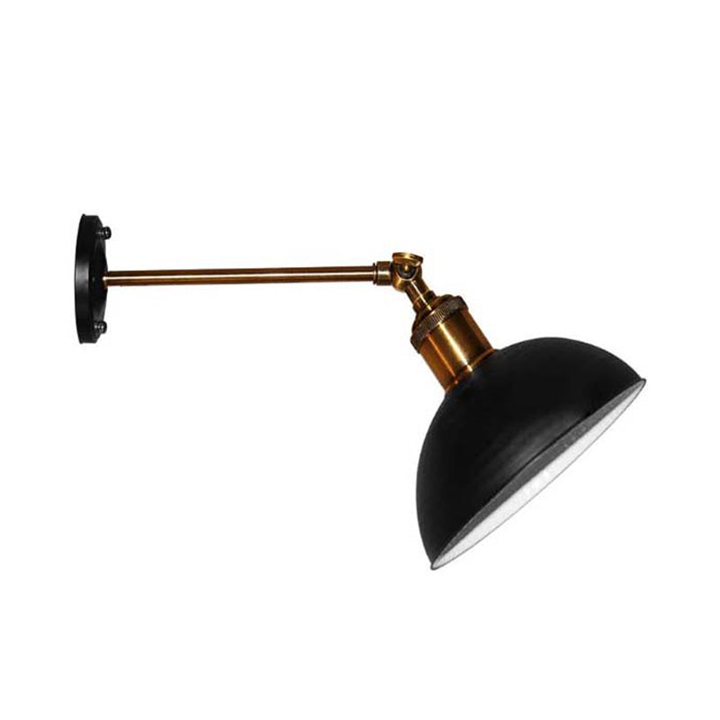 BowLift | 1 Light Wall Lamp Loft Style Dome/Drum Shade Metal Adjustable Wall Lamp in Black for Bedroom