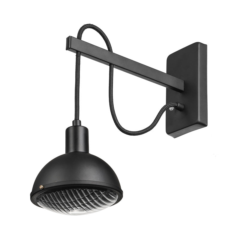BowLift | 1 Light Wall Lighting Farm Bowl Shade Metallic Wall Lamp in Black for Dining Room