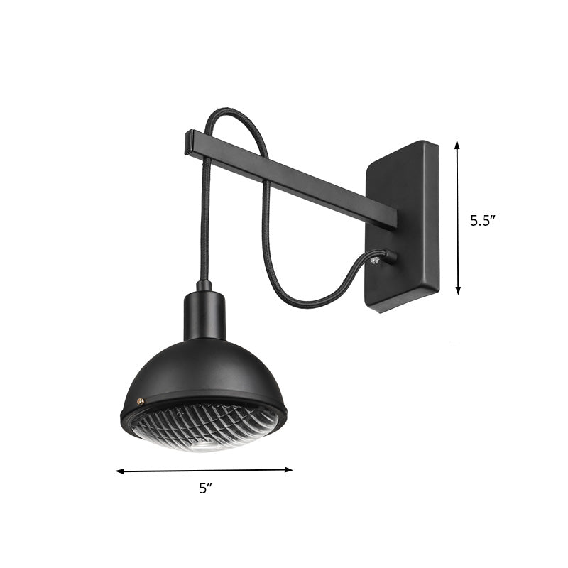 BowLift | 1 Light Wall Lighting Farm Bowl Shade Metallic Wall Lamp in Black for Dining Room