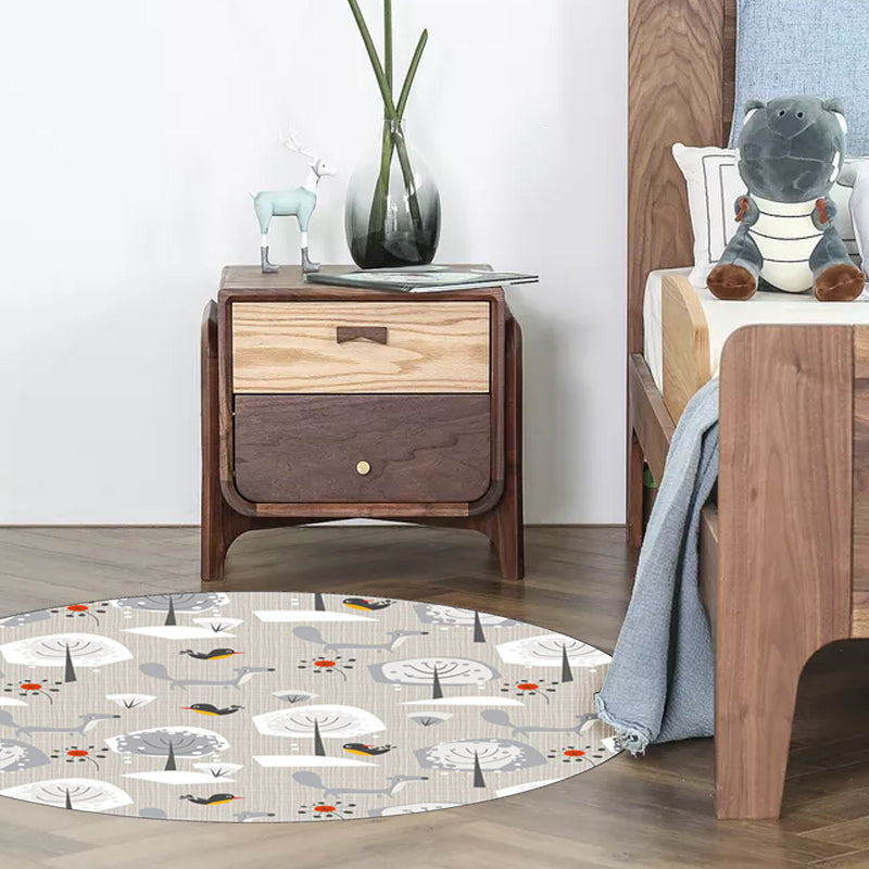 BowLift | Gray Children's Room Carpet Children's Animal Megalocnidae Pattern Carpet Polyester Pet-Friendly Carpet