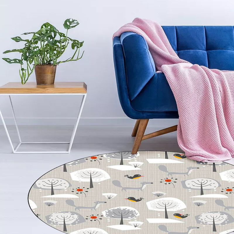 BowLift | Gray Children's Room Carpet Children's Animal Megalocnidae Pattern Carpet Polyester Pet-Friendly Carpet
