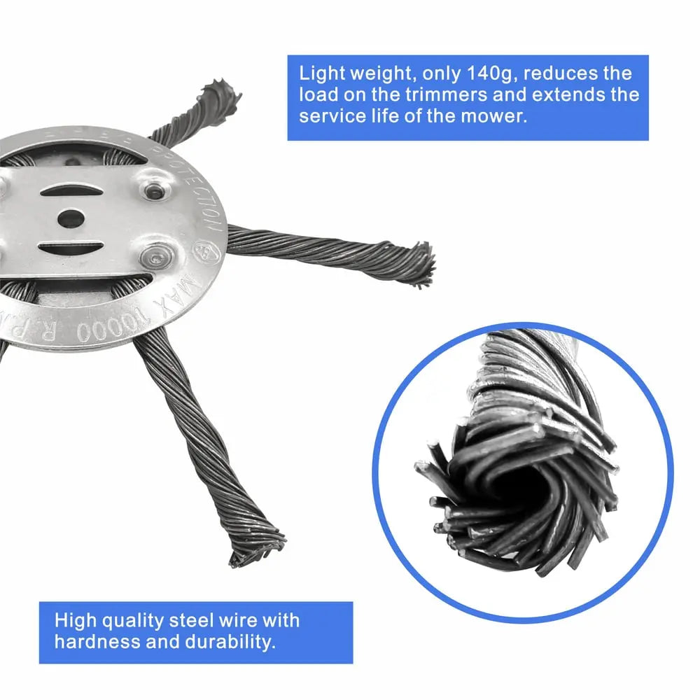 BowLift | 15 cm Wire Brush Head for Grass Trimmer – Weed Brush for Yard, Paths & Garden