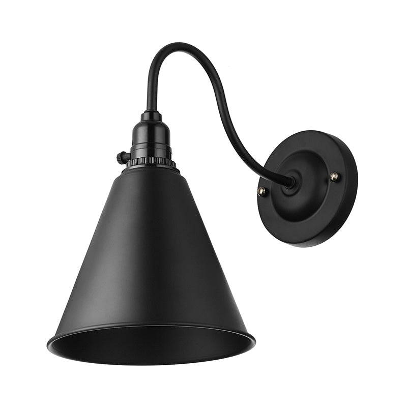 BowLift | 1 head gooseneck wall light with conical shade industrial black metal wall lamp for the dining room