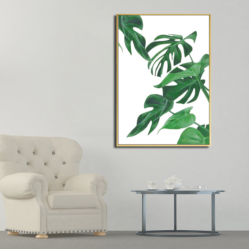 BowLift | Green Tropical Wall Art Print Plant Leaves Canvas for Living Room, Textured Surface