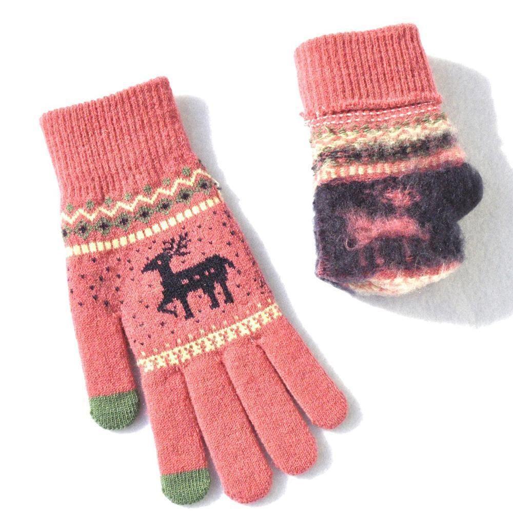 BowLift | Elk Snowflake Printed Knitted Touchscreen Glove