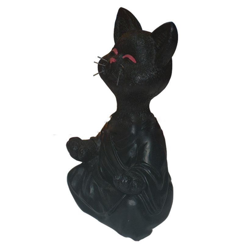 BowLift | Playful Black Buddha Cat Figure Meditation Yoga Collectible Happy Cat Decor Home Garden Decoration Garden Ornament