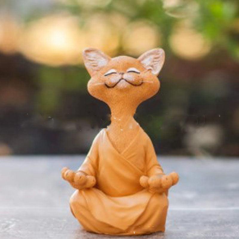 BowLift | Playful Black Buddha Cat Figure Meditation Yoga Collectible Happy Cat Decor Home Garden Decoration Garden Ornament