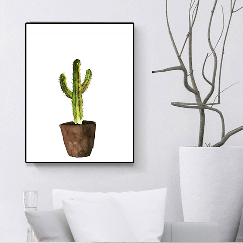 BowLift | Green Pot Cactus Wall Art Decor Plant Tropical Texture Canvas Print for Home
