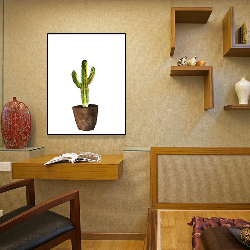 BowLift | Green Pot Cactus Wall Art Decor Plant Tropical Texture Canvas Print for Home