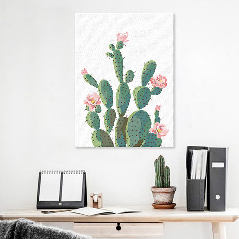 BowLift | Green Cactus Flower Canvas Print Botanical Tropical Textured Wall Art for Home