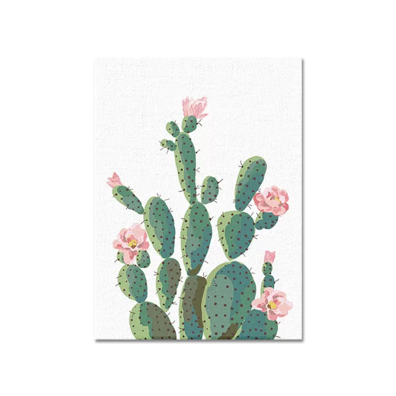 BowLift | Green Cactus Flower Canvas Print Botanical Tropical Textured Wall Art for Home