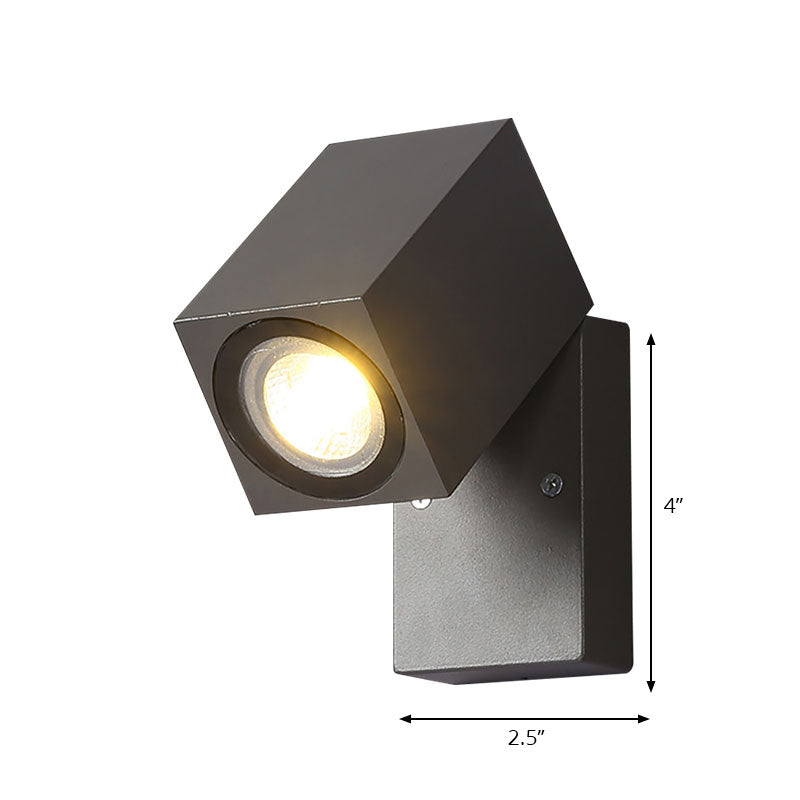 BowLift | Gray cubic shade wall light industrial style metallic LED patio adjustable wall mounted lamp