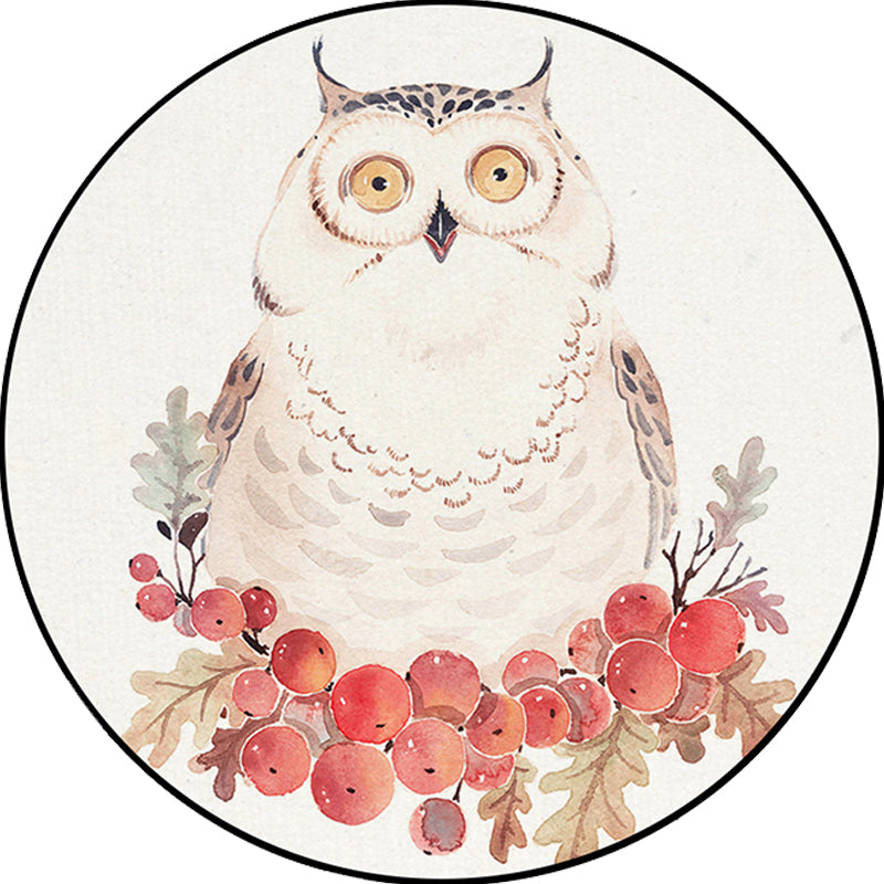 BowLift | Cute Kids Rug in White Animal Owl Rabbit Sloth Pattern Rug Polyester Non-Slip Washable Rug for the Children's Room