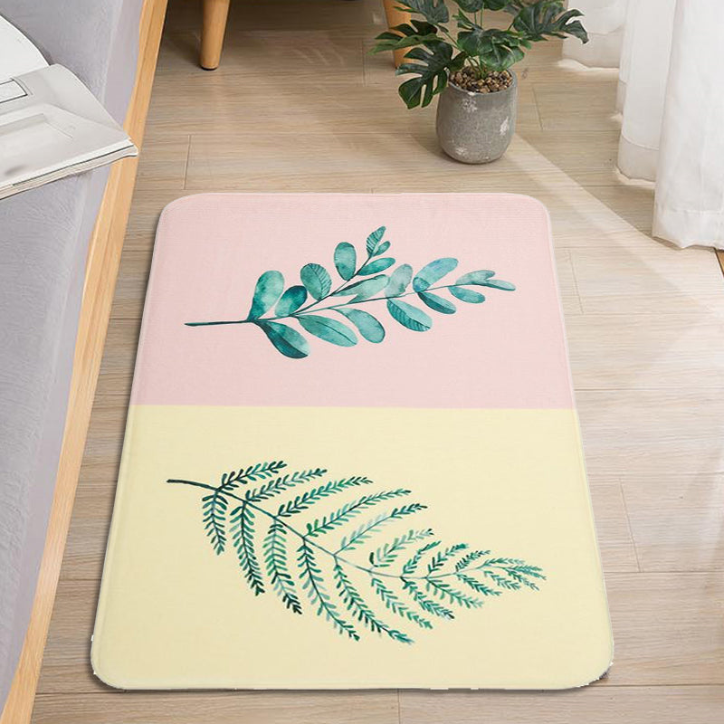 BowLift | Casual Kids Rug in Pink and Yellow Botanical Cactus Aloe Pattern Rug Polyester Non-Slip Rug for the Children's Room
