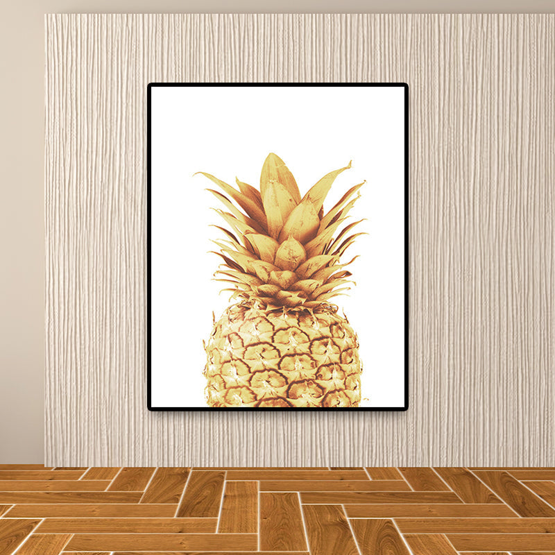 BowLift | Golden Pineapple Wall Decoration Fruit Tropical Texture Canvas Print for Dining Room